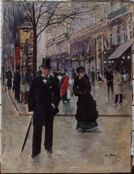 Framed Print : On the Boulevard, c1880. Creator: Jean Beraud Framed Print : On the Boulevard, c1880. Creator: Jean Beraud