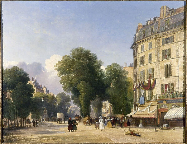 Boulevard des Capucines, at the end of rue de la Paix, 1834. Creator: Robert Stanley Colet
