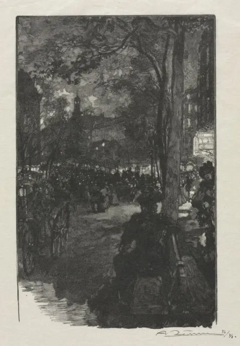 Framed Print : Boulevard Montmartre, Evening, 1890. Creator: Auguste Louis Lepere (French, 1849-1918) Framed Print : Boulevard Montmartre, Evening, 1890. Creator: Auguste Louis Lepere (French, 1849-1918)