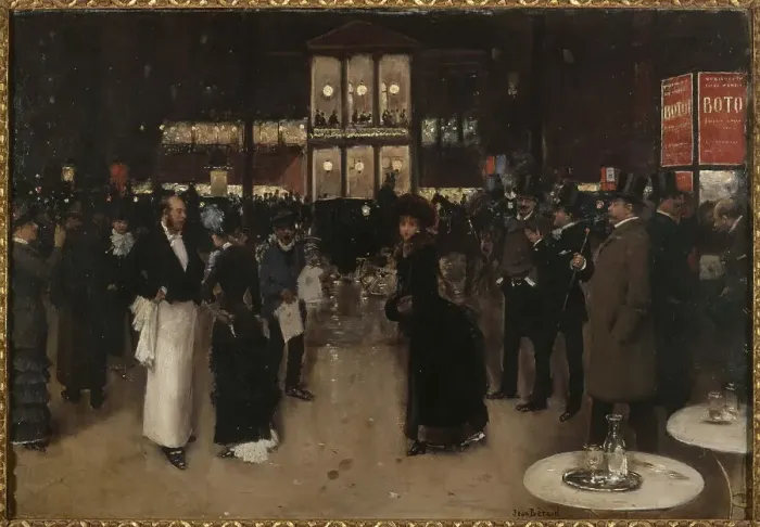 Framed Print : Boulevard Montmartre, at night, in front of the Theatre des Varieties, c1885. Creator: Jean Beraud Framed Print : Boulevard Montmartre, at night, in front of the Theatre des Varieties, c1885. Creator: Jean Beraud