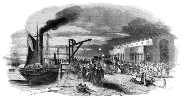 Framed Print : Boulogne - Embarkation of the Indian Mail, 1844. Creator: Unknown Framed Print : Boulogne - Embarkation of the Indian Mail, 1844. Creator: Unknown