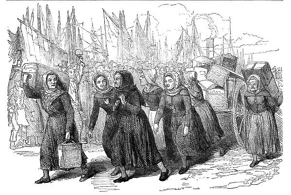 Boulogne Fishwomen carrying the Luggage of the Nurses for the East, 1854. Creator: William Thomas