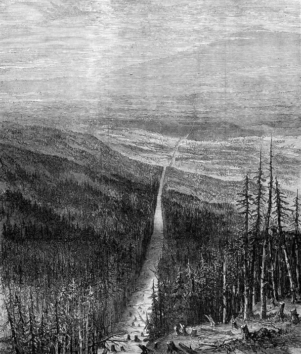 Framed Print : Boundary line between British Columbia and the United States, 1872. Creator: Unknown Framed Print : Boundary line between British Columbia and the United States, 1872. Creator: Unknown