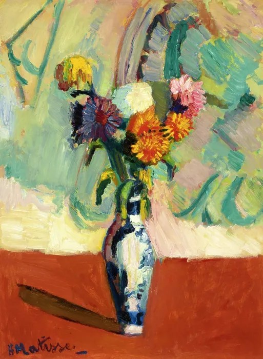Framed Print : Bouquet, Chinese vase, 1901. Creator: Matisse, Henri (1869-1954)