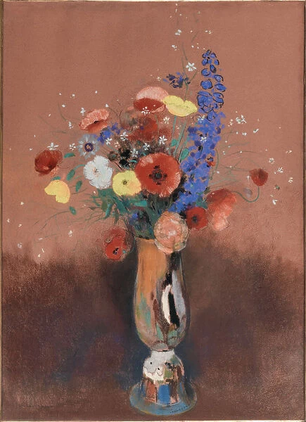 Bouquet de fleurs des champs dans un vase a long col (Wildflowers in Tall Vase), c
