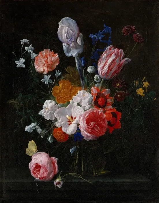 Framed Print : A Bouquet of Flowers in a Crystal Vase, 1662. Creator: Nicolaes van Veerendael Framed Print : A Bouquet of Flowers in a Crystal Vase, 1662. Creator: Nicolaes van Veerendael