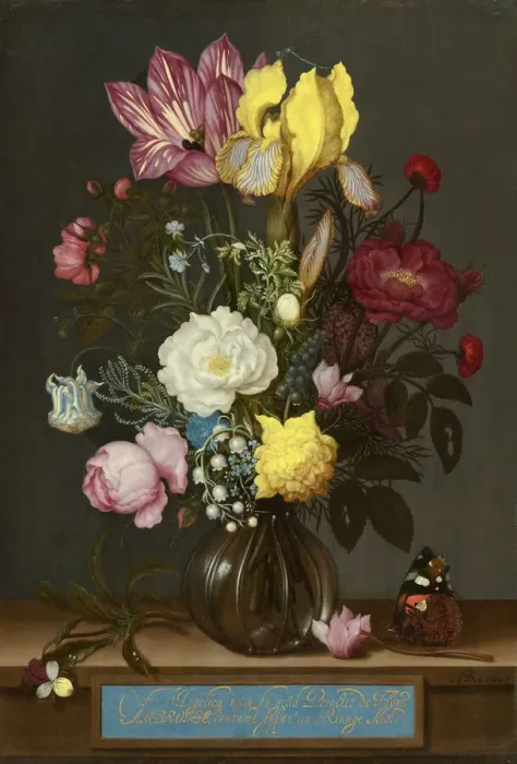 Framed Print : Bouquet of Flowers in a Glass Vase, 1621. Creator: Ambrosius Bosschaert the Elder Framed Print : Bouquet of Flowers in a Glass Vase, 1621. Creator: Ambrosius Bosschaert the Elder