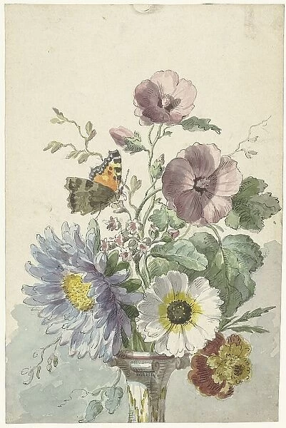 Bouquet of Flowers with a Painted Lady Butterfly, 1763-1825. Creator: Willem van Leen