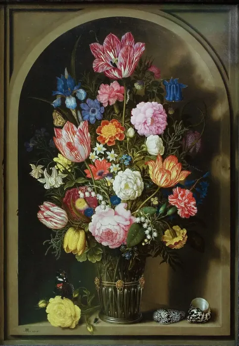 Framed Print : Bouquet of Flowers in a Stone Niche, 1618. Creator: Ambrosius Bosschaert the Elder Framed Print : Bouquet of Flowers in a Stone Niche, 1618. Creator: Ambrosius Bosschaert the Elder
