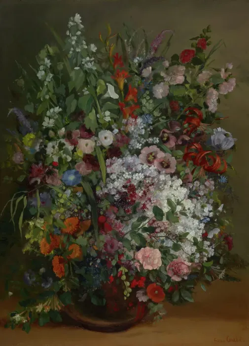 Framed Print : Bouquet of Flowers in a Vase, 1862. Creator: Gustave Courbet Framed Print : Bouquet of Flowers in a Vase, 1862. Creator: Gustave Courbet