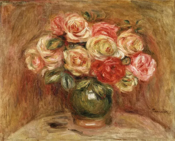 Framed Print : Bouquet of Roses in a Green Vase, 1915 Framed Print : Bouquet of Roses in a Green Vase, 1915