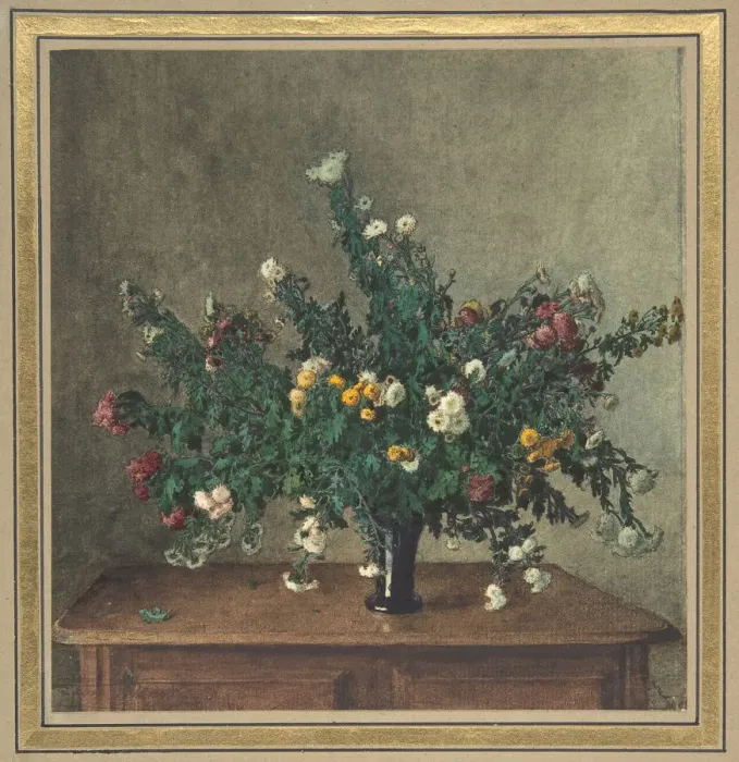 Framed Print : Bouquet of Small Chrysanthemums, 1862. Creator: Leon Bonvin Framed Print : Bouquet of Small Chrysanthemums, 1862. Creator: Leon Bonvin