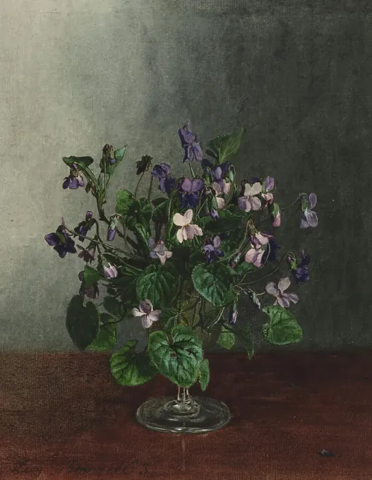 Framed Print : Bouquet of Violets, 1863. Creator: Leon Bonvin Framed Print : Bouquet of Violets, 1863. Creator: Leon Bonvin