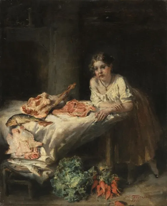 Framed Print : The Bourgeois Kitchen, 1854. Creator: Octave Tassaert (French, 1800-1874) Framed Print : The Bourgeois Kitchen, 1854. Creator: Octave Tassaert (French, 1800-1874)