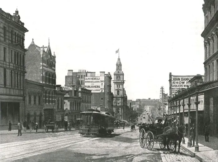 Framed Print : Bourke Street looking east, Melbourne, Australia, 1895. Creator: York & Son Framed Print : Bourke Street looking east, Melbourne, Australia, 1895. Creator: York & Son