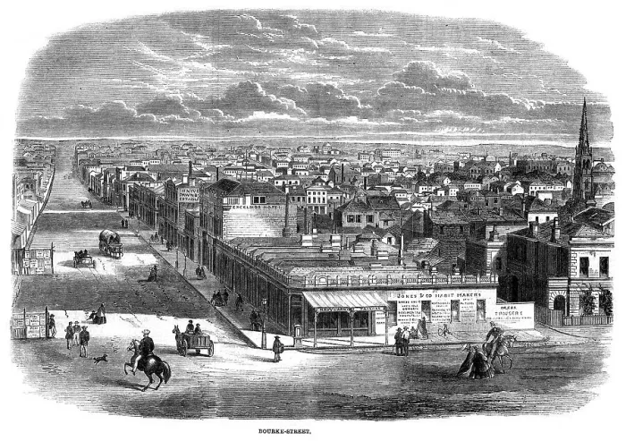 Framed Print : Bourke Street, Melbourne, Australia, 1863 Framed Print : Bourke Street, Melbourne, Australia, 1863