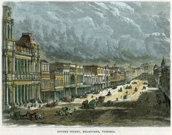 Framed Print : Bourke Street, Melbourne, Victoria, Australia, c1880 Framed Print : Bourke Street, Melbourne, Victoria, Australia, c1880