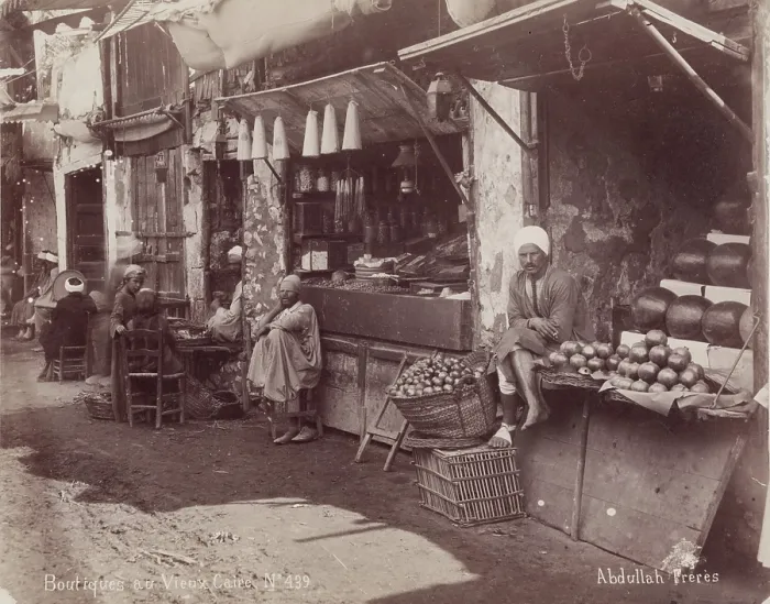 Framed Print : Boutiques au Vieux Caire, c1880. Creator: Abdullah Freres Framed Print : Boutiques au Vieux Caire, c1880. Creator: Abdullah Freres