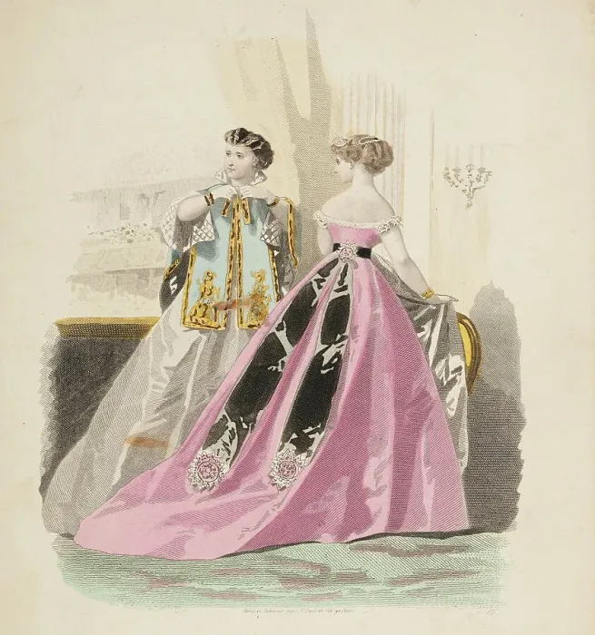 Framed Print : Bow-Bells, Paris Fashions, 1866. Creator: Unknown Framed Print : Bow-Bells, Paris Fashions, 1866. Creator: Unknown