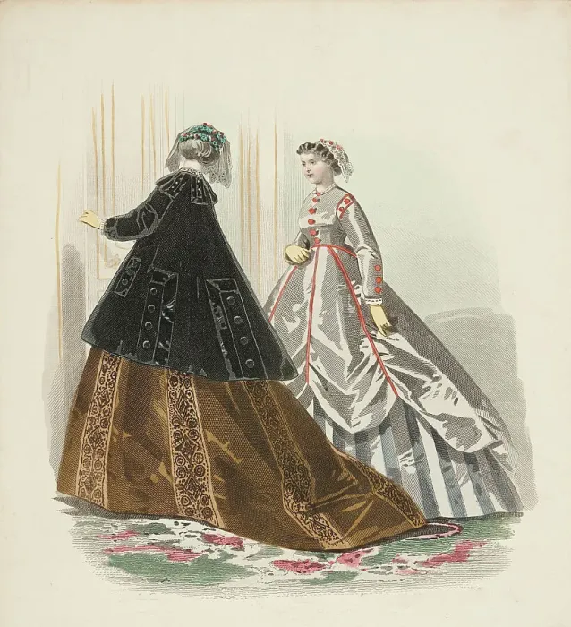 Framed Print : Bow-Bells, Paris Fashions, 1867. Creator: Unknown Framed Print : Bow-Bells, Paris Fashions, 1867. Creator: Unknown