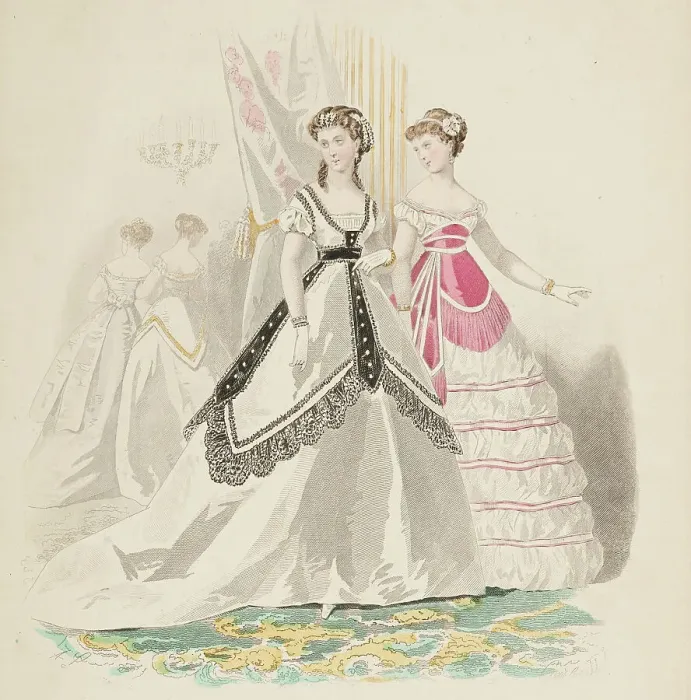 Framed Print : Bow-Bells, Paris Fashions, 1867. Creator: Unknown Framed Print : Bow-Bells, Paris Fashions, 1867. Creator: Unknown