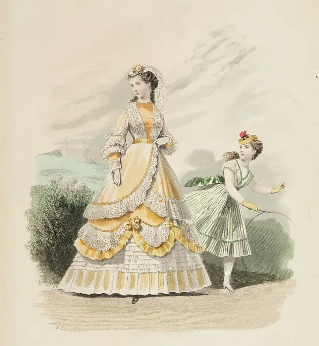Framed Print : Bow-Bells, Paris Fashions, 1868. Creator: Unknown Framed Print : Bow-Bells, Paris Fashions, 1868. Creator: Unknown