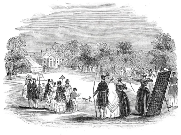 Framed Print : Bow-meeting at Pradoe, near Oswestry, 1844. Creator: Unknown Framed Print : Bow-meeting at Pradoe, near Oswestry, 1844. Creator: Unknown