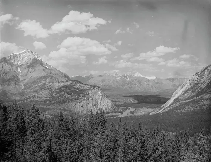 Framed Print : Down Bow Valley from Upper Spring, Banff, Alberta, c1902. Creator: Unknown Framed Print : Down Bow Valley from Upper Spring, Banff, Alberta, c1902. Creator: Unknown