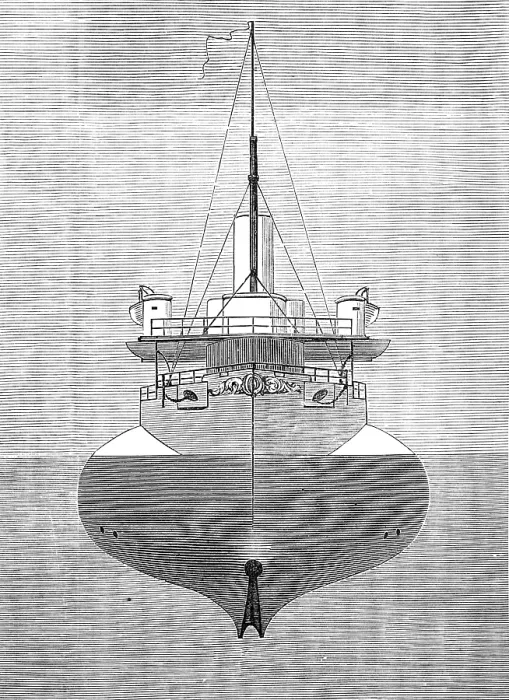 Framed Print : Bow view, showing hull below water-line, 1881. Creator: Unknown Framed Print : Bow view, showing hull below water-line, 1881. Creator: Unknown