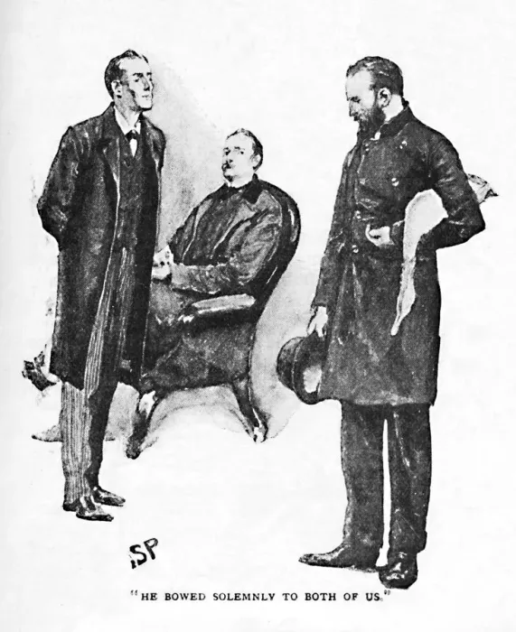 Framed Print : He Bowed Solemnly To Both Of Us, 1892. Artist: Sidney E Paget Framed Print : He Bowed Solemnly To Both Of Us, 1892. Artist: Sidney E Paget