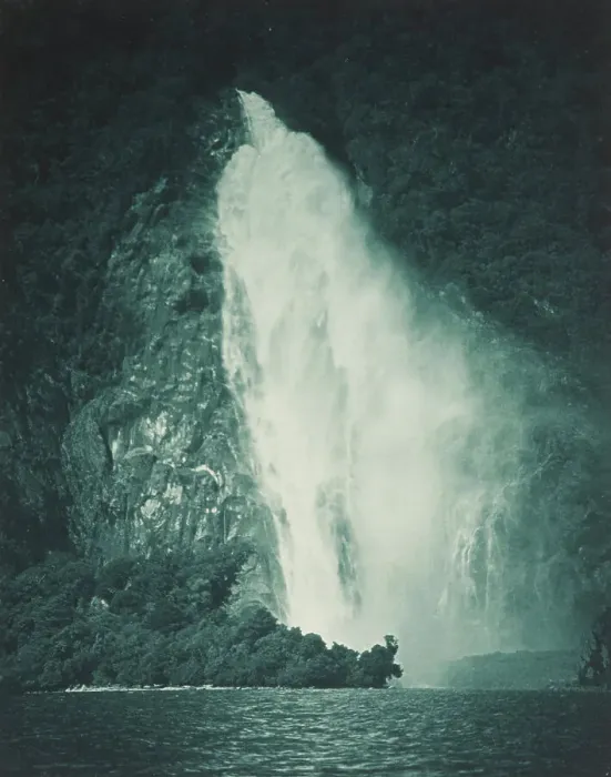 Framed Print : The Bowen Fall, Milford Sound. From the album: Record Pictures of New Zealand, 1920s. Creator: Harry Moult