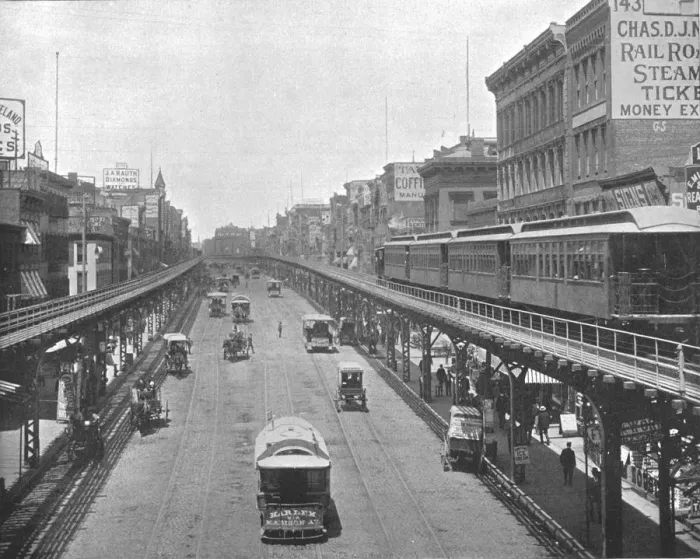 Framed Print : The Bowery, looking north, New York, USA, c1900. Creator: Unknown Framed Print : The Bowery, looking north, New York, USA, c1900. Creator: Unknown