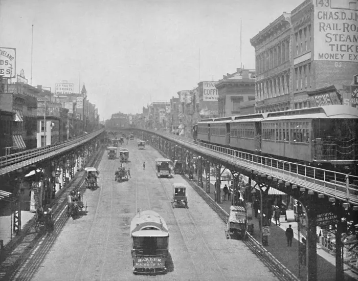 Framed Print : The Bowery, looking north, New York, c1897. Creator: Unknown Framed Print : The Bowery, looking north, New York, c1897. Creator: Unknown