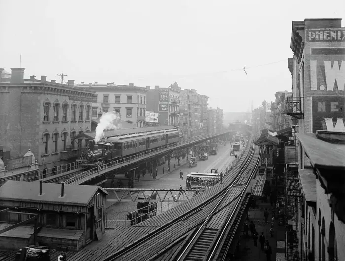 Framed Print : The Bowery near Grand St. New York, ca 1900. Creator: Unknown Framed Print : The Bowery near Grand St. New York, ca 1900. Creator: Unknown