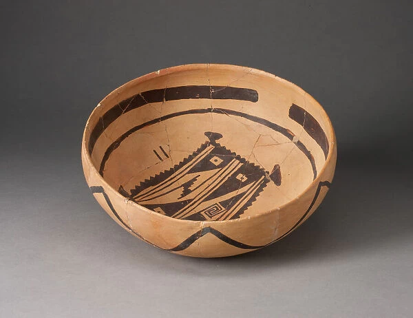 Bowl with Abstract, Geometric Rendering of Blanket on Interior, 1400  /  1600