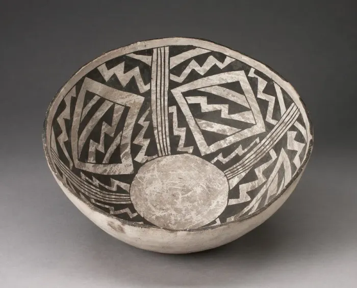 Framed Print : Bowl with Bold Black-on-White Diamond and Zizgag Motifs, A. D. 950 / 1400. Creator: Unknown Framed Print : Bowl with Bold Black-on-White Diamond and Zizgag Motifs, A. D. 950 / 1400. Creator: Unknown