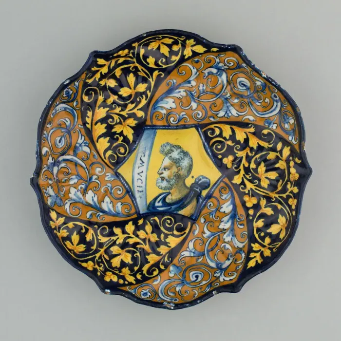 Framed Print : Bowl with a Bust of Mucius Scaevola, Faenza, 1535 / 45. Creator: Unknown Framed Print : Bowl with a Bust of Mucius Scaevola, Faenza, 1535 / 45. Creator: Unknown