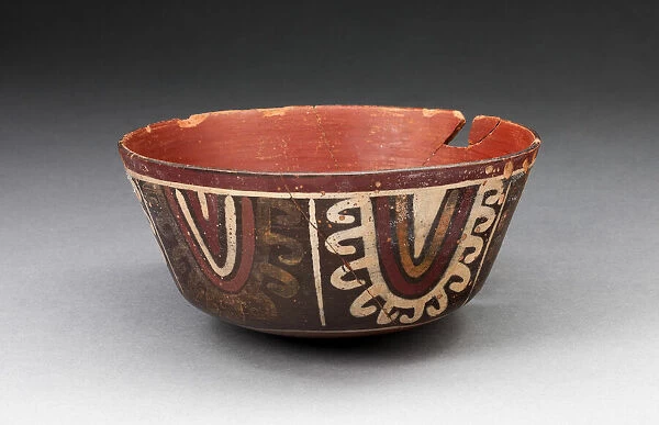 Bowl with Concentric Half-Circle Motifs Descending from Rim, 180 B. C.  /  A. D. 500