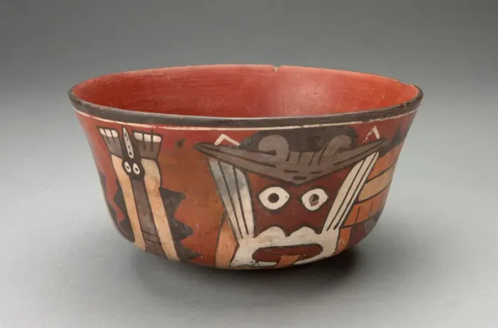 Framed Print : Bowl Depicting Costumed Ritual Performer with Serpent Attributes, 180 B. C.  /  A. D. 500