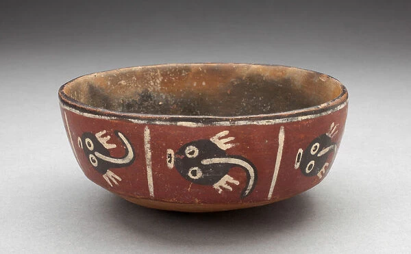 Bowl Depicting Row of Abstract Figures, Possibly Tadpoles, 180 B. C.  /  A. D. 500