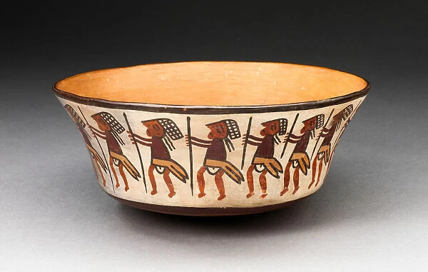 Bowl Depicting Row of Figures Holding Staffs, 180 B. C.  /  A. D. 500. Creator: Unknown