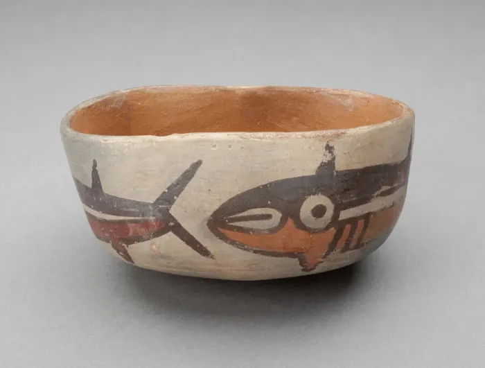 Framed Print : Bowl Depicting Row of Fish or Sharks, 180 B. C.  /  A. D. 500. Creator: Unknown