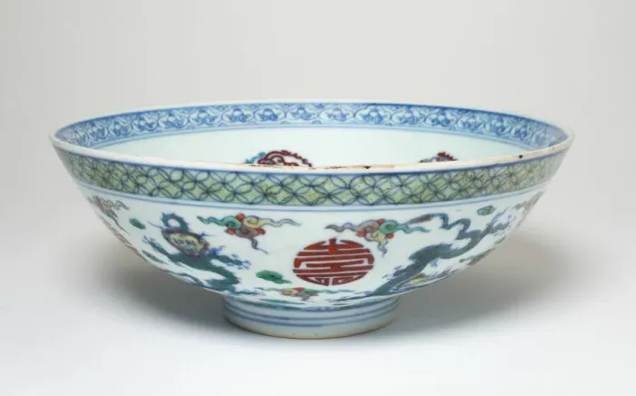 Framed Print : Bowl with Dragons and Phoenixes, Qing dynasty (1644-1911), 18th century. Creator: Unknown Framed Print : Bowl with Dragons and Phoenixes, Qing dynasty (1644-1911), 18th century. Creator: Unknown