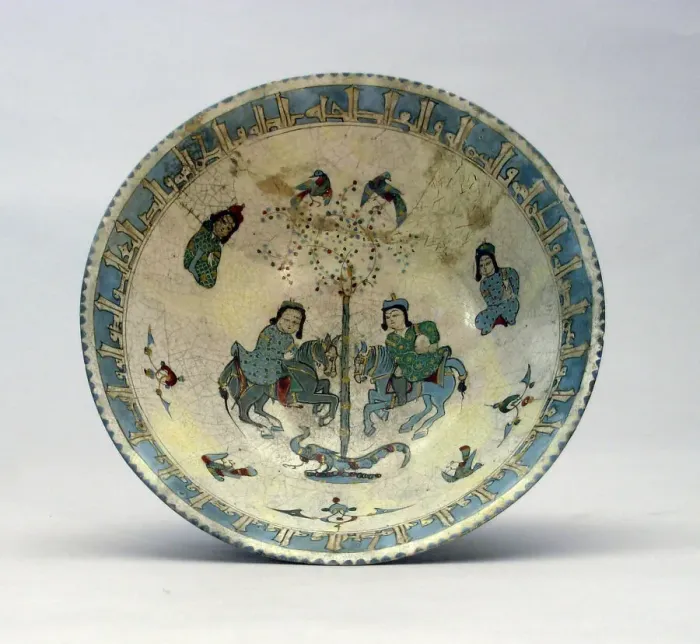 Framed Print : Bowl with Two Figures on Horseback, late 12th / early 13th century. Creator: Unknown Framed Print : Bowl with Two Figures on Horseback, late 12th / early 13th century. Creator: Unknown