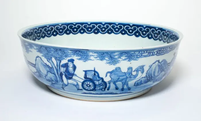 Framed Print : Bowl with Figures in Landscape, Qing dynasty (1644-1911), 19th century. Creator: Unknown Framed Print : Bowl with Figures in Landscape, Qing dynasty (1644-1911), 19th century. Creator: Unknown