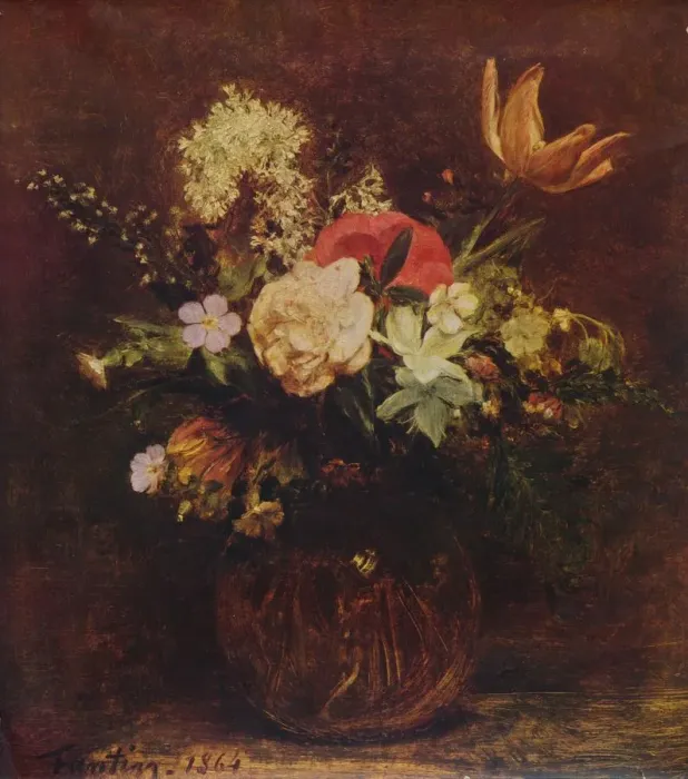 Framed Print : Bowl of Flowers, 1864, (1935). Creator: Henri Fantin-Latour Framed Print : Bowl of Flowers, 1864, (1935). Creator: Henri Fantin-Latour