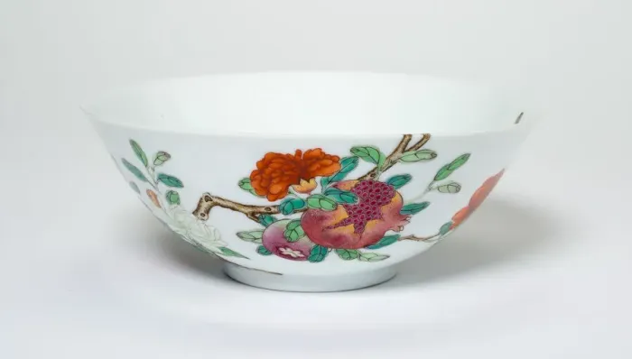 Framed Print : Bowl with Fruiting and Flowering Pomegranate Sprays, Qing dynasty Framed Print : Bowl with Fruiting and Flowering Pomegranate Sprays, Qing dynasty