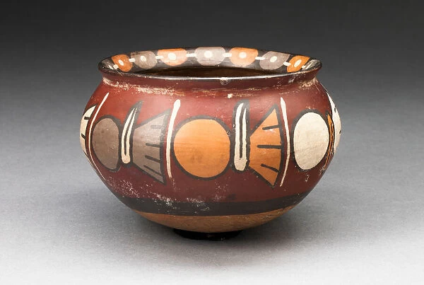 Bowl with a Horizontal Band of Repeated Abstract Motifs, 180 B. C.  /  A. D. 500