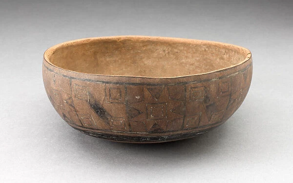 Bowl with Incised and Painted Textile-Like Motifs, 15th  /  16th century. Creator: Unknown