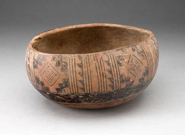 Bowl with Incised and Painted Textile-Like Motifs, A. D. 1400  /  1500. Creator: Unknown